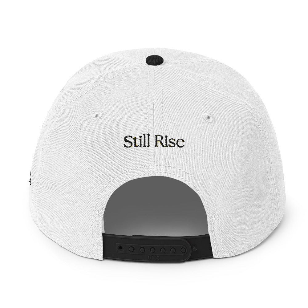 THSR Classic Fit Snapback - White Snapback with Embroidered Black "SR" Design & "Still Rise"