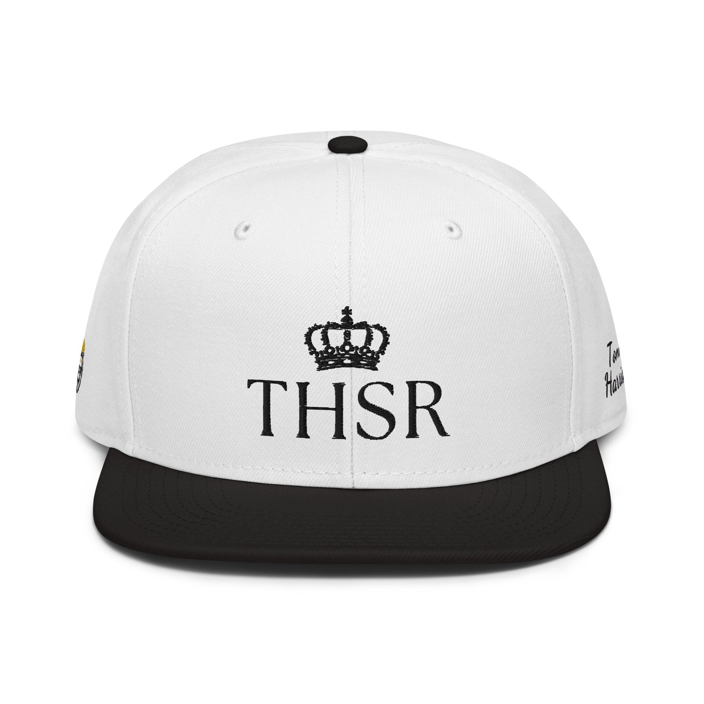 THSR Classic Fit Snapback - White Snapback with Embroidered Black "THSR" Design & "True Heroes Stil Rise"