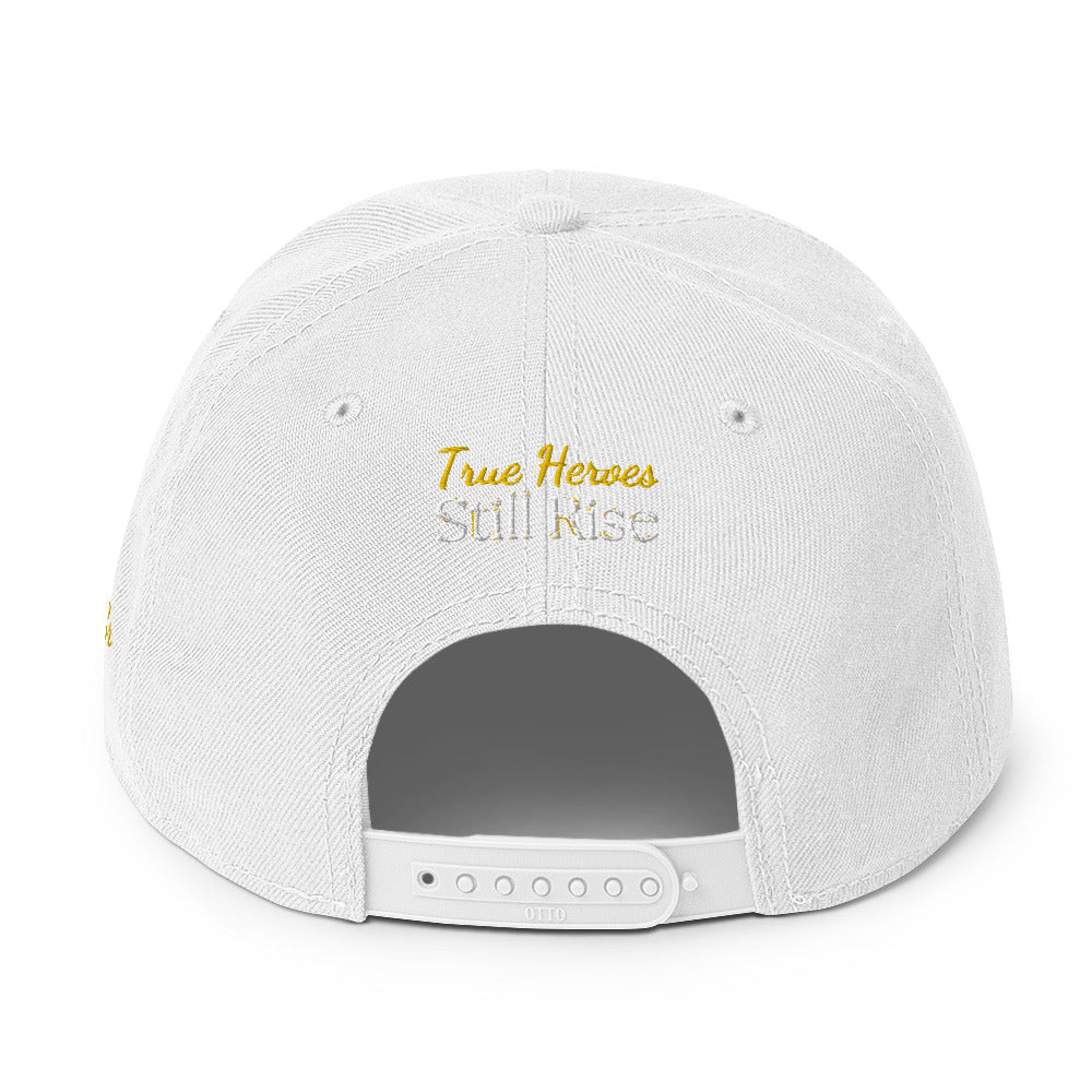 THSR Classic Fit Snapback - White or Black Snapback with Embroidered Gold "THSR" Design & "True Heroes Stil Rise"