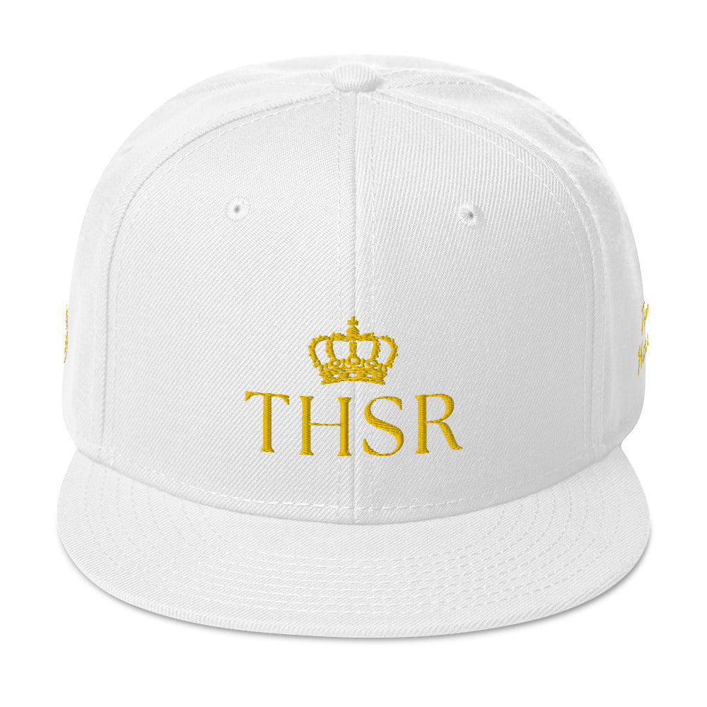 THSR Classic Fit Snapback - White or Black Snapback with Embroidered Gold "THSR" Design & "True Heroes Stil Rise"