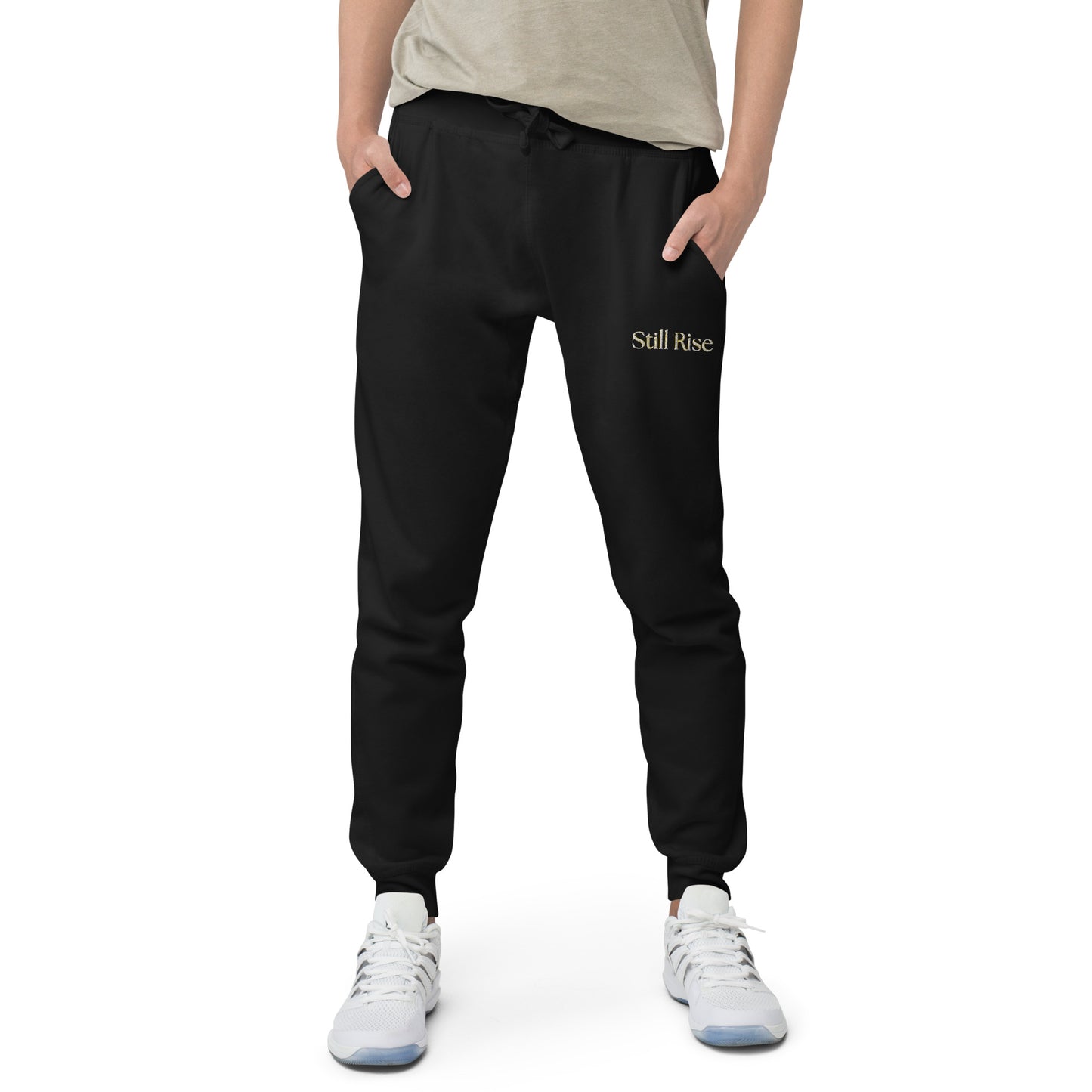 THSR Unisex Sweatpants - Black or White with Embroidered Bold Gold "Still Rise" Design