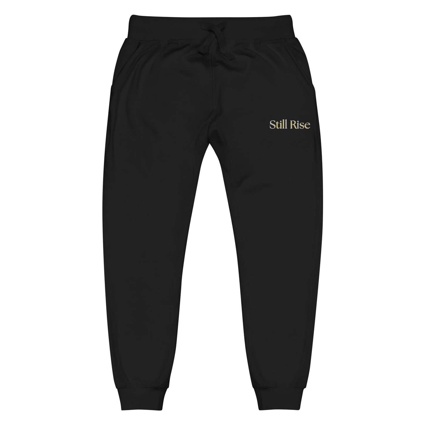 THSR Unisex Sweatpants - Black or White with Embroidered Bold Gold "Still Rise" Design