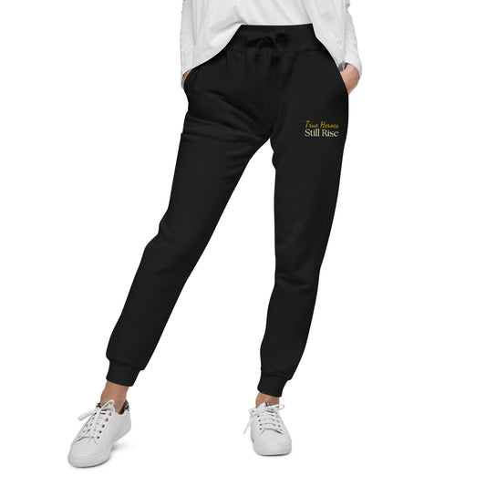 THSR Unisex Sweatpants - Black or White with Embroidered Bold Gold "True Heroes Still Rise" Design