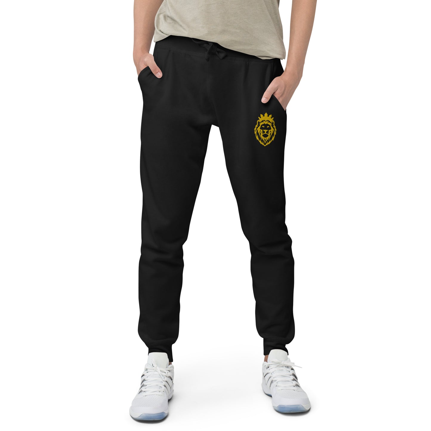 THSR Unisex Sweatpants - Black or White with Embroidered Gold THSR KING Lion Design