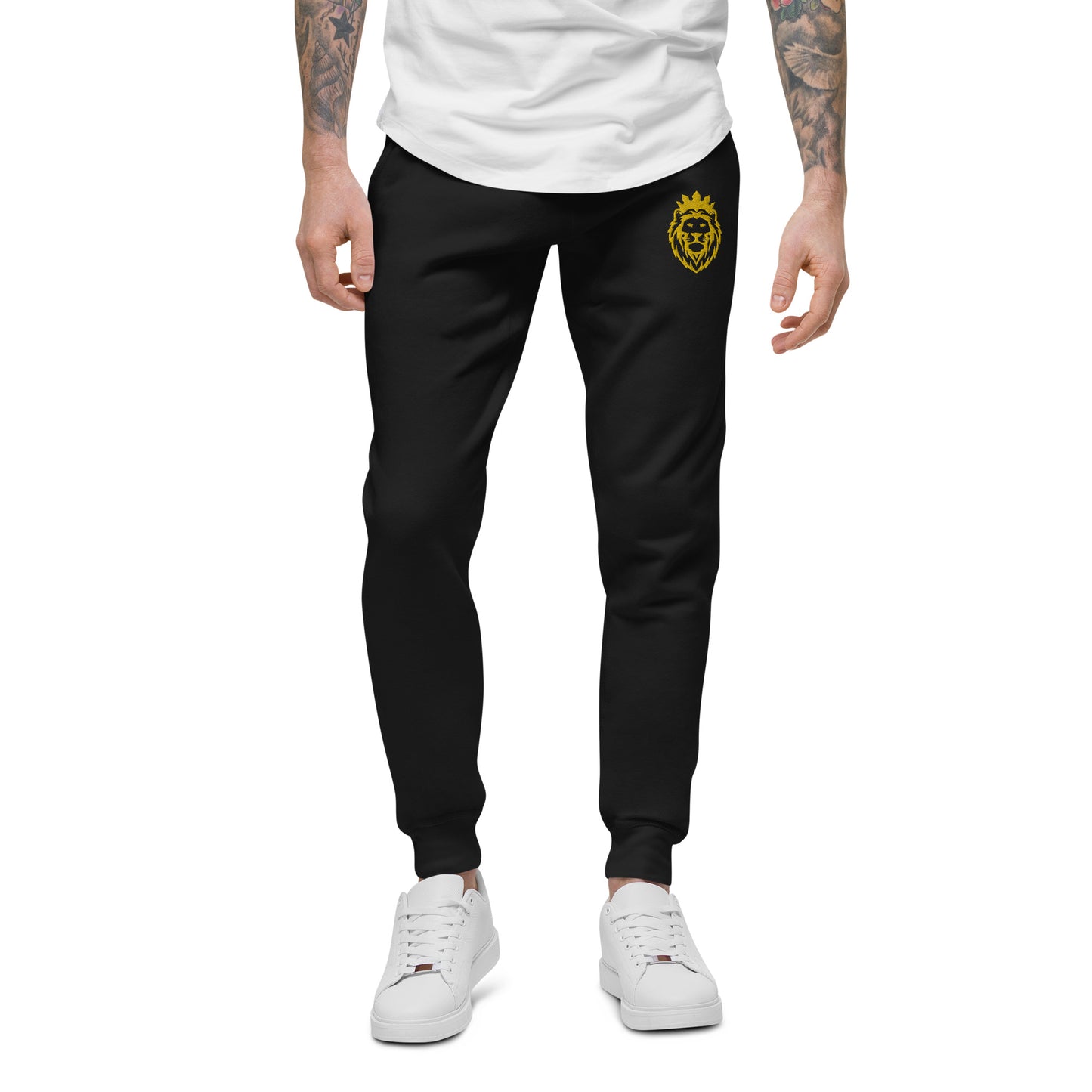 THSR Unisex Sweatpants - Black or White with Embroidered Gold THSR KING Lion Design