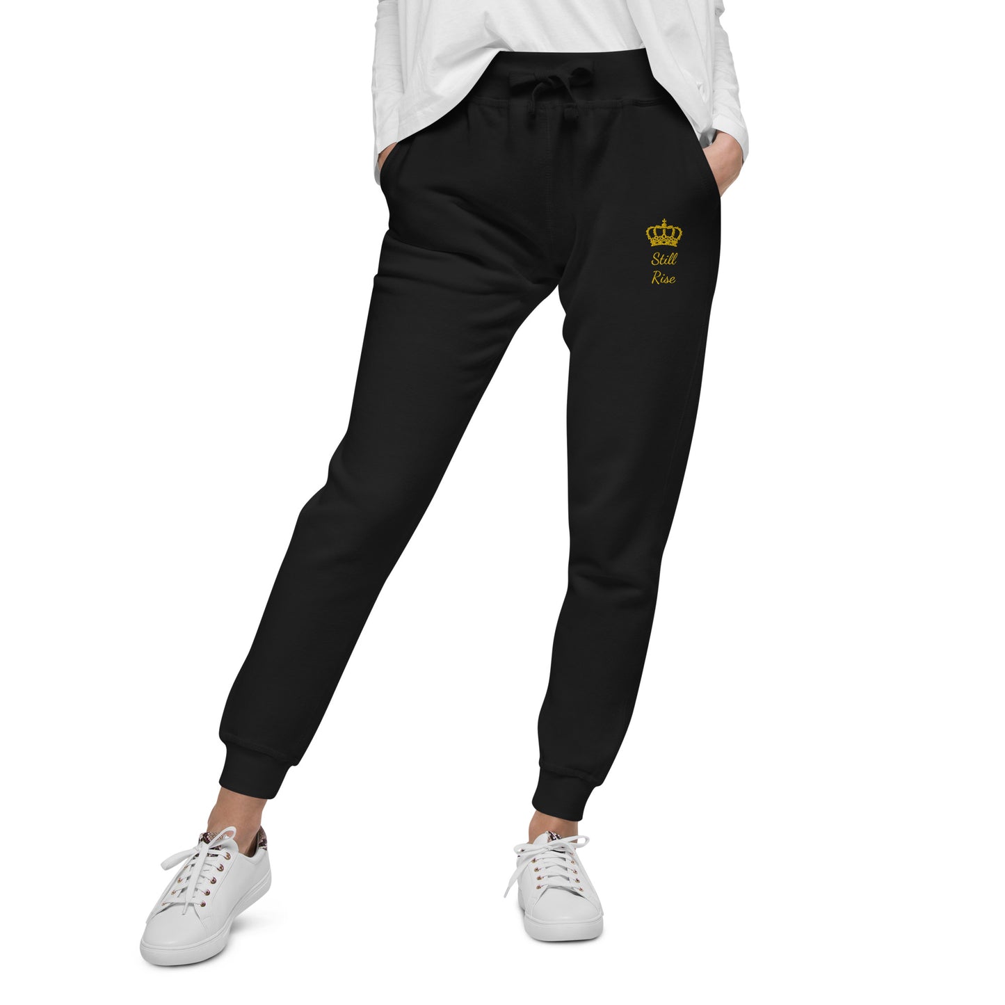 THSR Unisex Sweatpants - Black or White with Embroidered Gold "Still Rise" Design