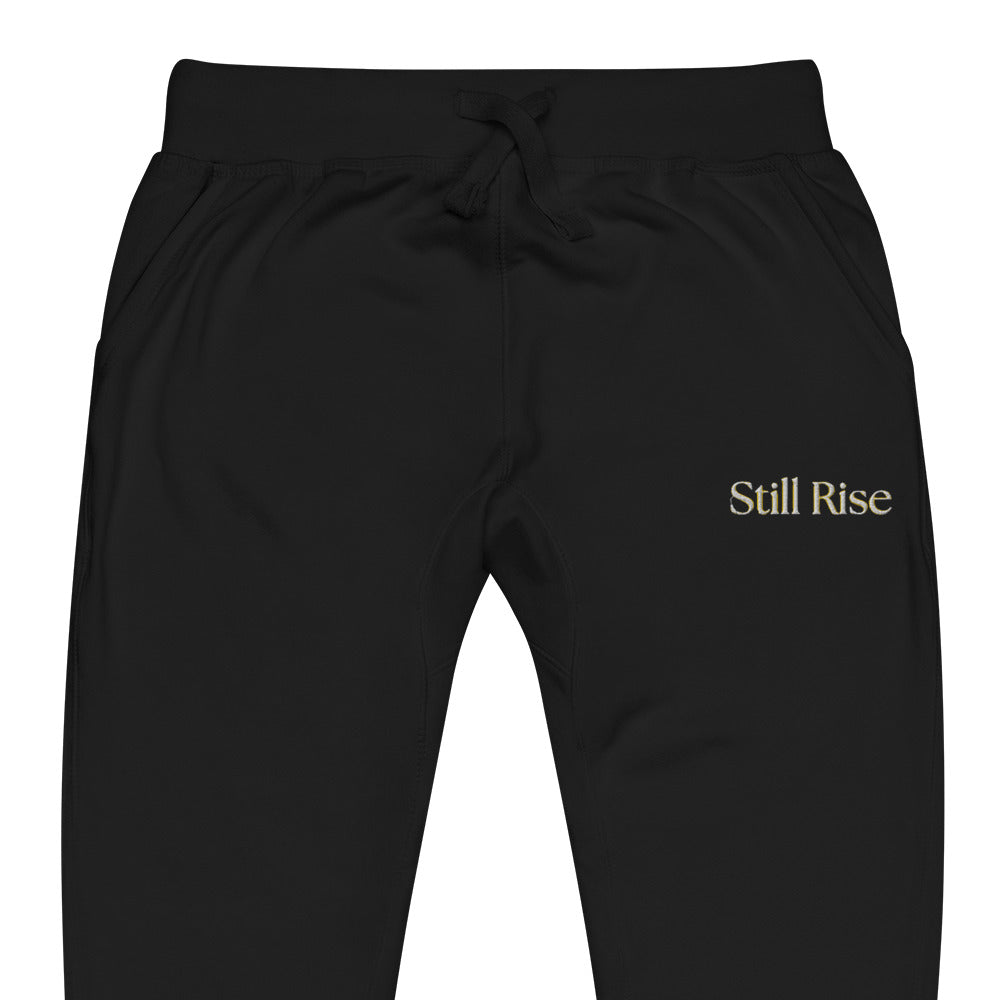 THSR Unisex Sweatpants - Black or White with Embroidered Bold Gold "Still Rise" Design