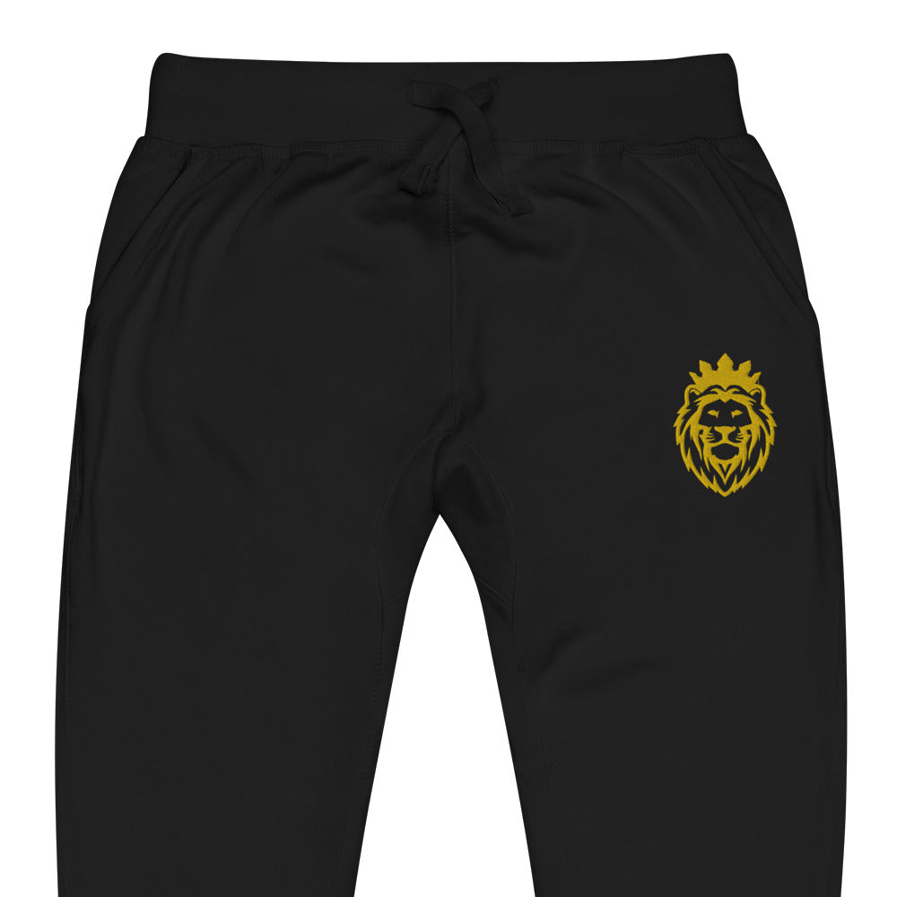 THSR Unisex Sweatpants - Black or White with Embroidered Gold THSR KING Lion Design