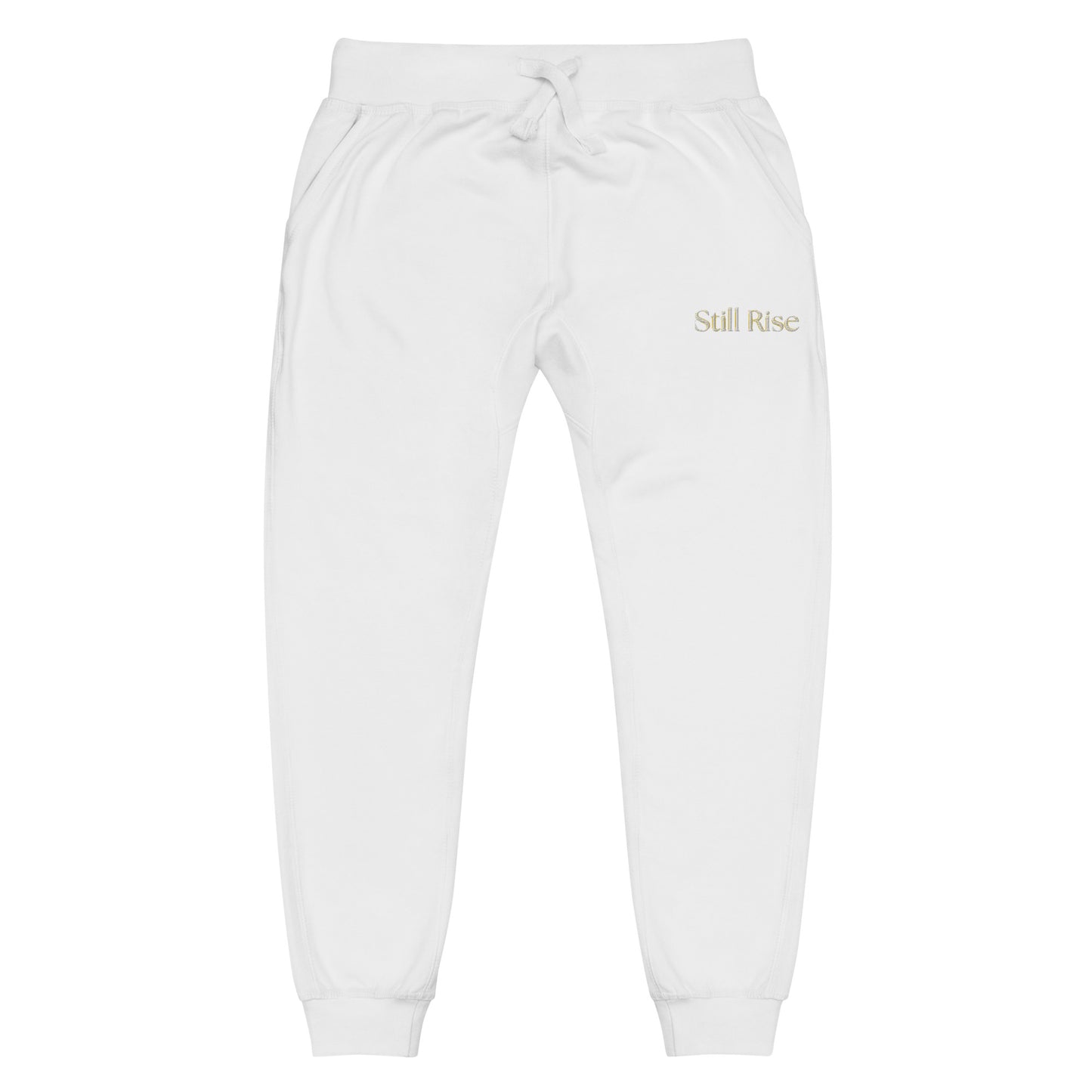 THSR Unisex Sweatpants - Black or White with Embroidered Bold Gold "Still Rise" Design