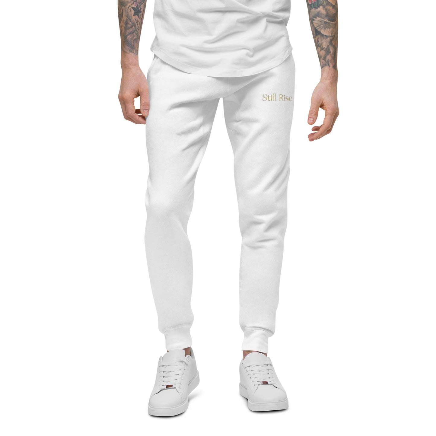 THSR Unisex Sweatpants - Black or White with Embroidered Bold Gold "Still Rise" Design