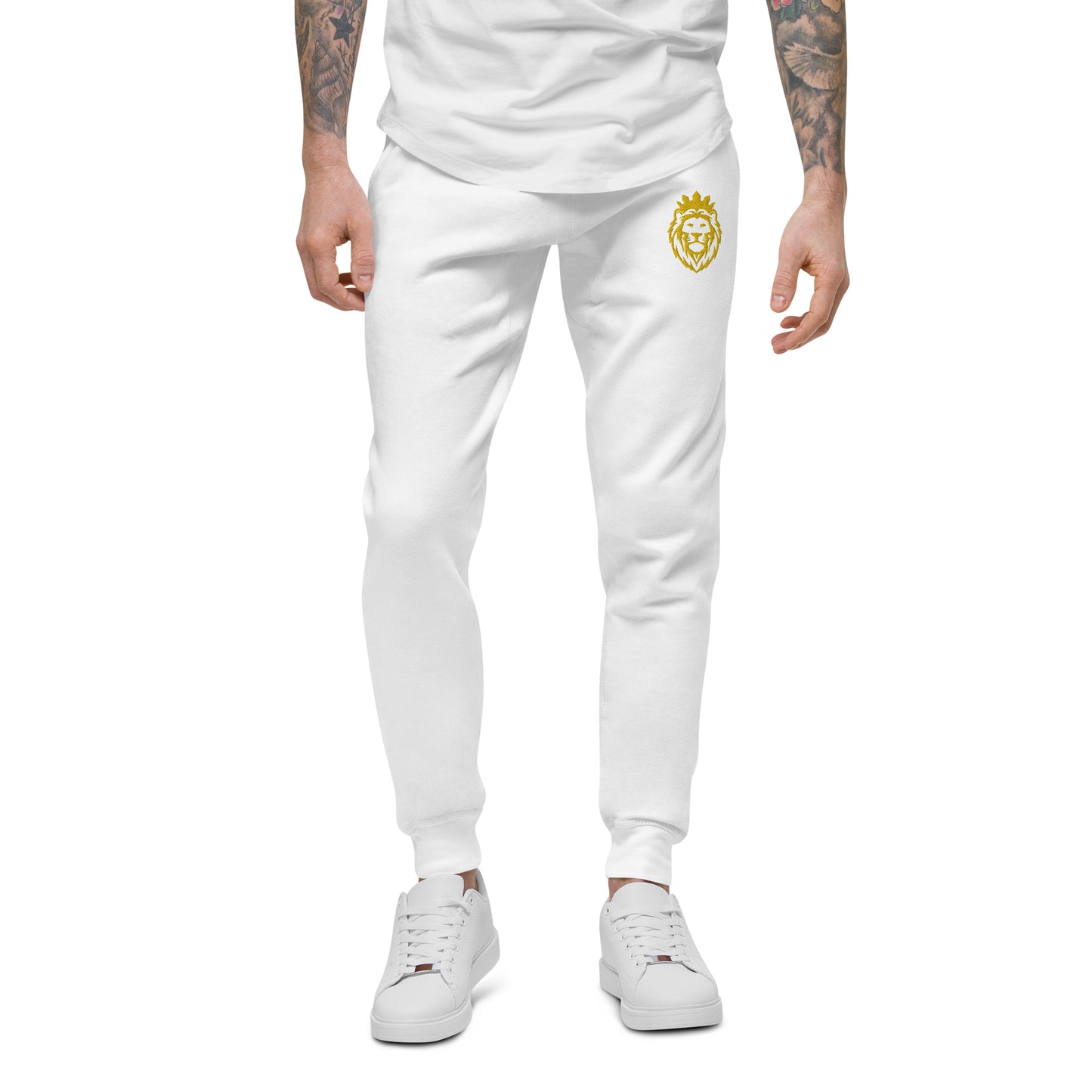 THSR Unisex Sweatpants - Black or White with Embroidered Gold THSR KING Lion Design