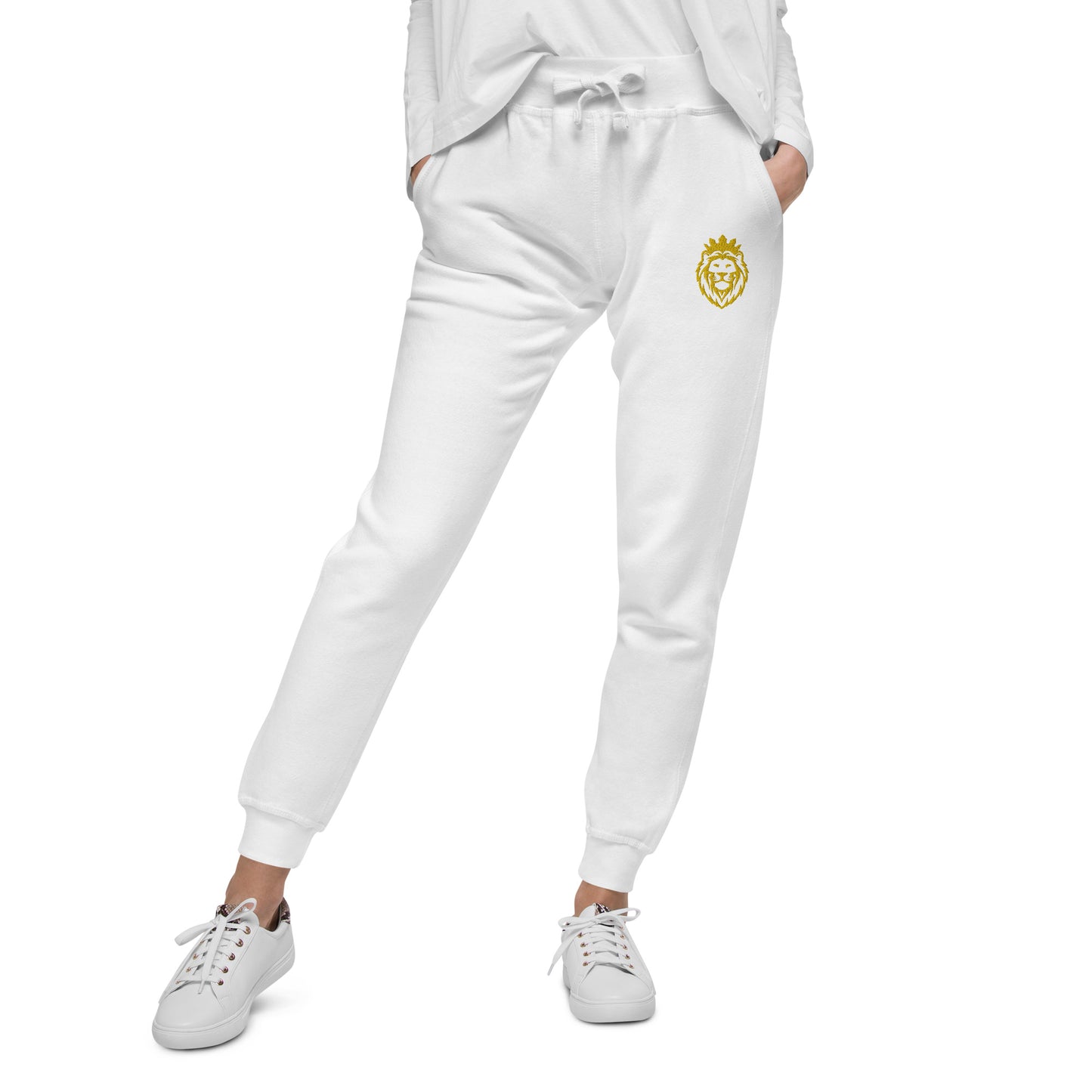 THSR Unisex Sweatpants - Black or White with Embroidered Gold THSR KING Lion Design