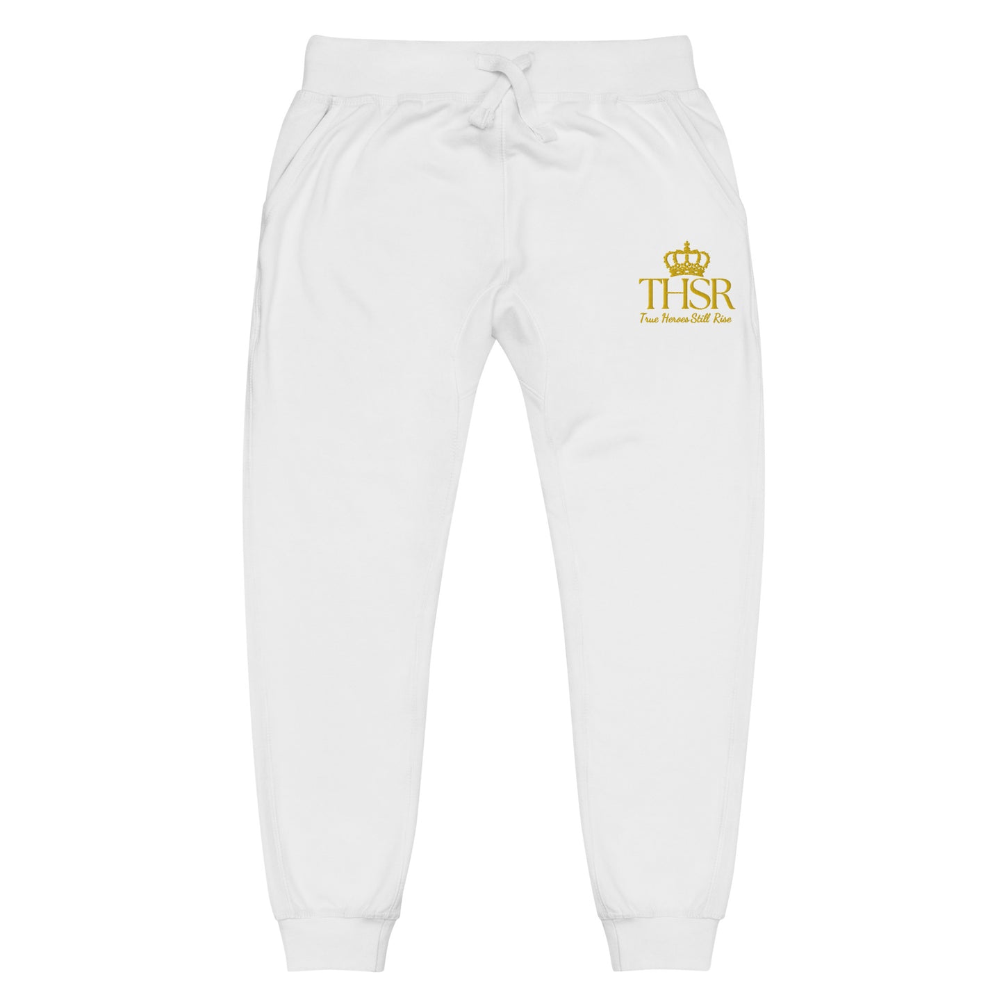 THSR Unisex Sweatpants - Black or White with Embroidered Gold "THSR True Heroes Still Rise" Design