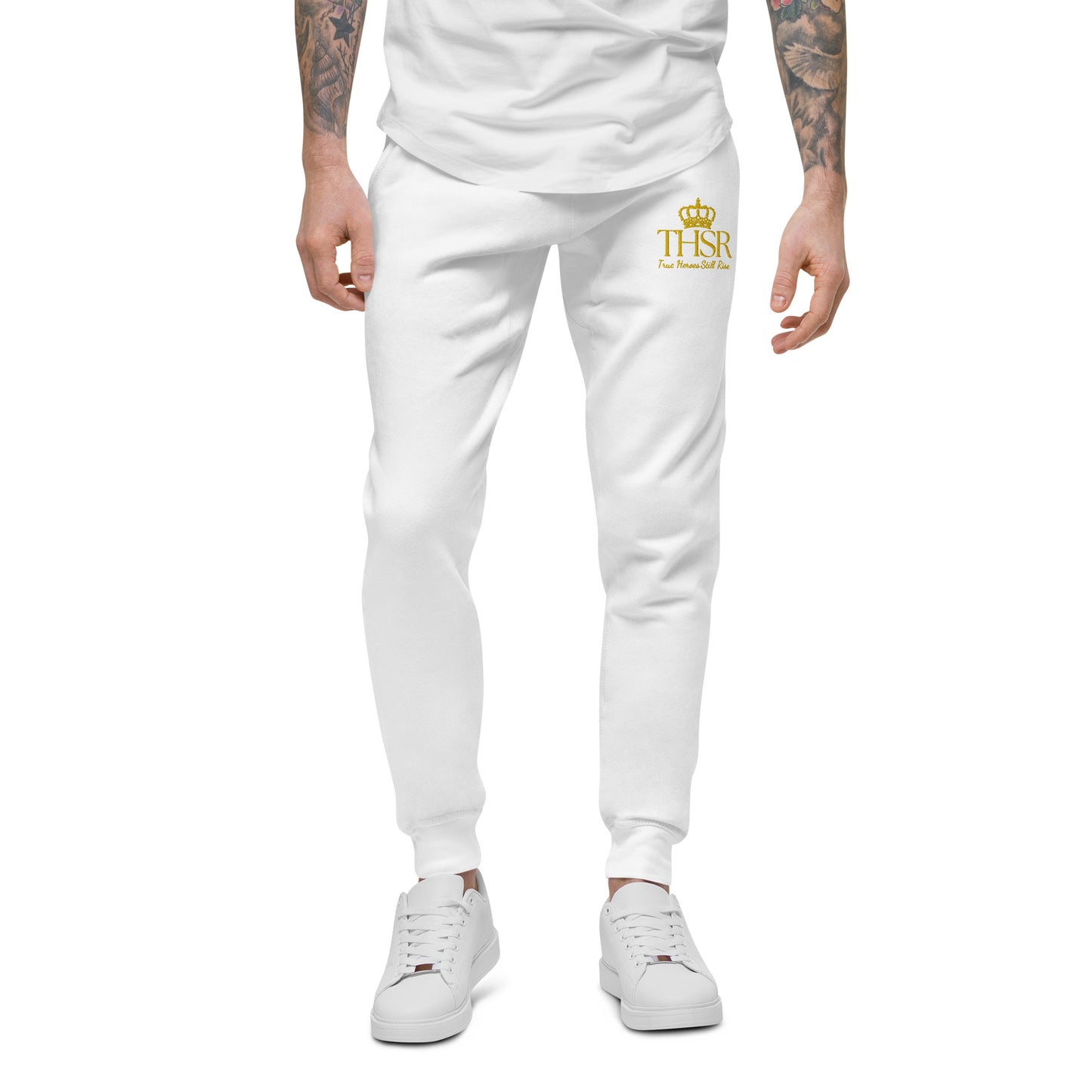 THSR Unisex Sweatpants - Black or White with Embroidered Gold "THSR True Heroes Still Rise" Design