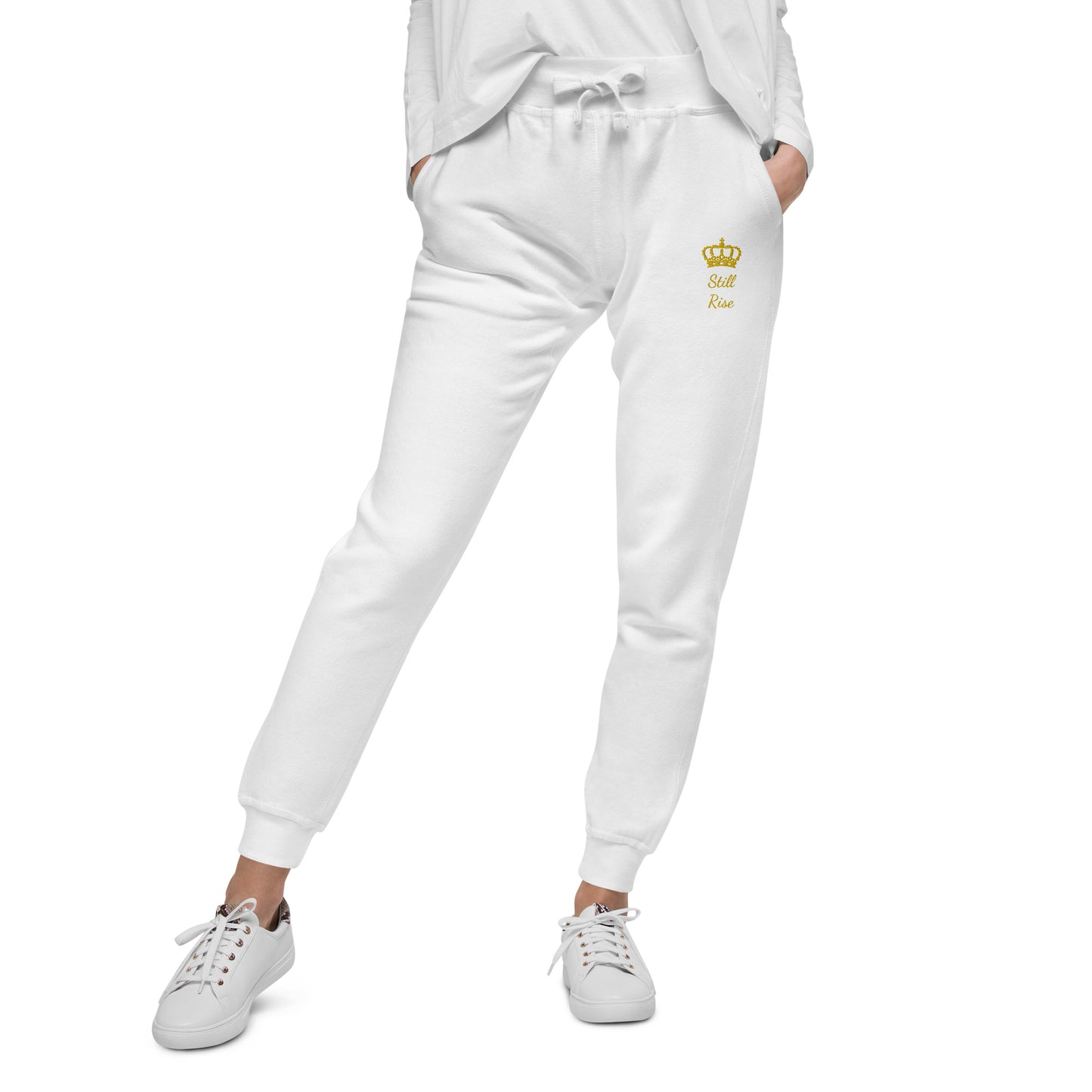 THSR Unisex Sweatpants - Black or White with Embroidered Gold "Still Rise" Design