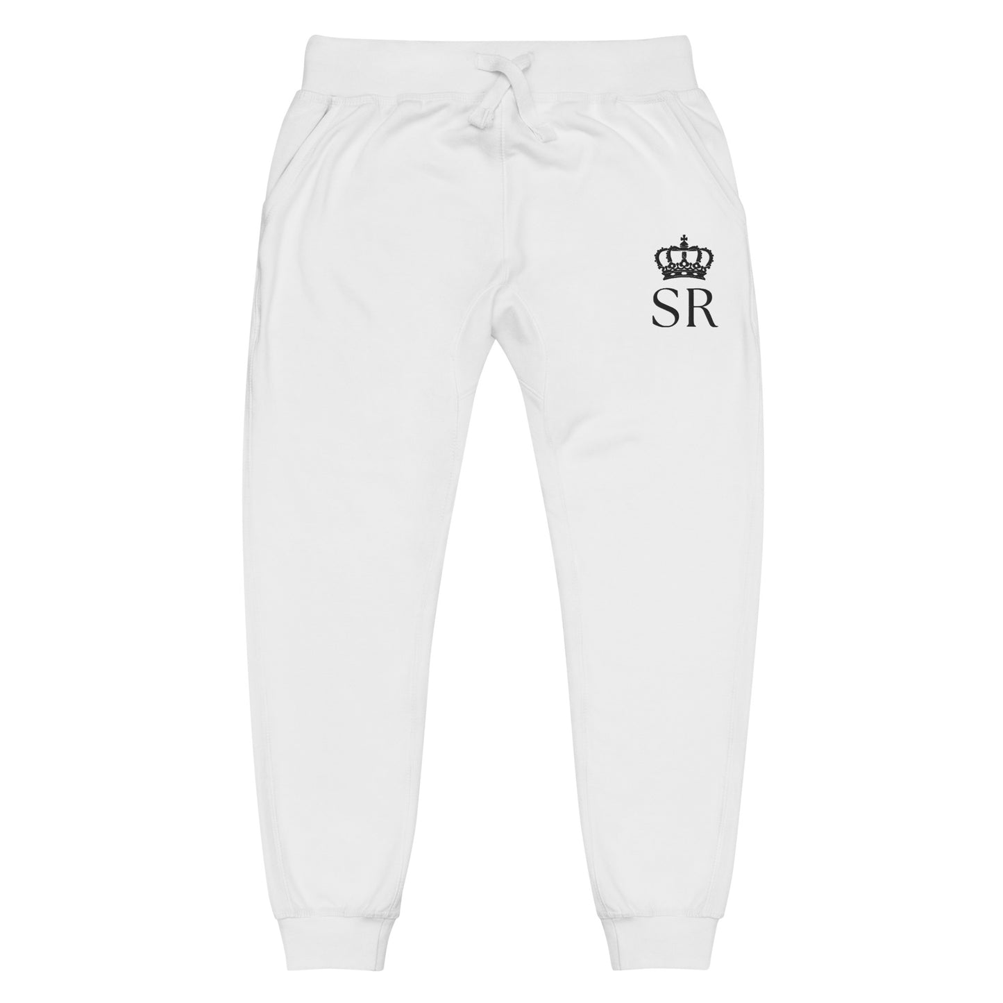 THSR Unisex White Sweatpants - Embroidered Black "SR" Design