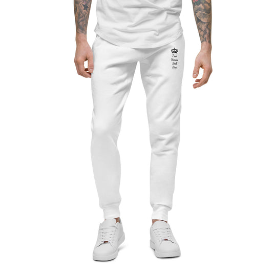 THSR Unisex White Sweatpants - Embroidered Black "True Heroes Still Rise" Design