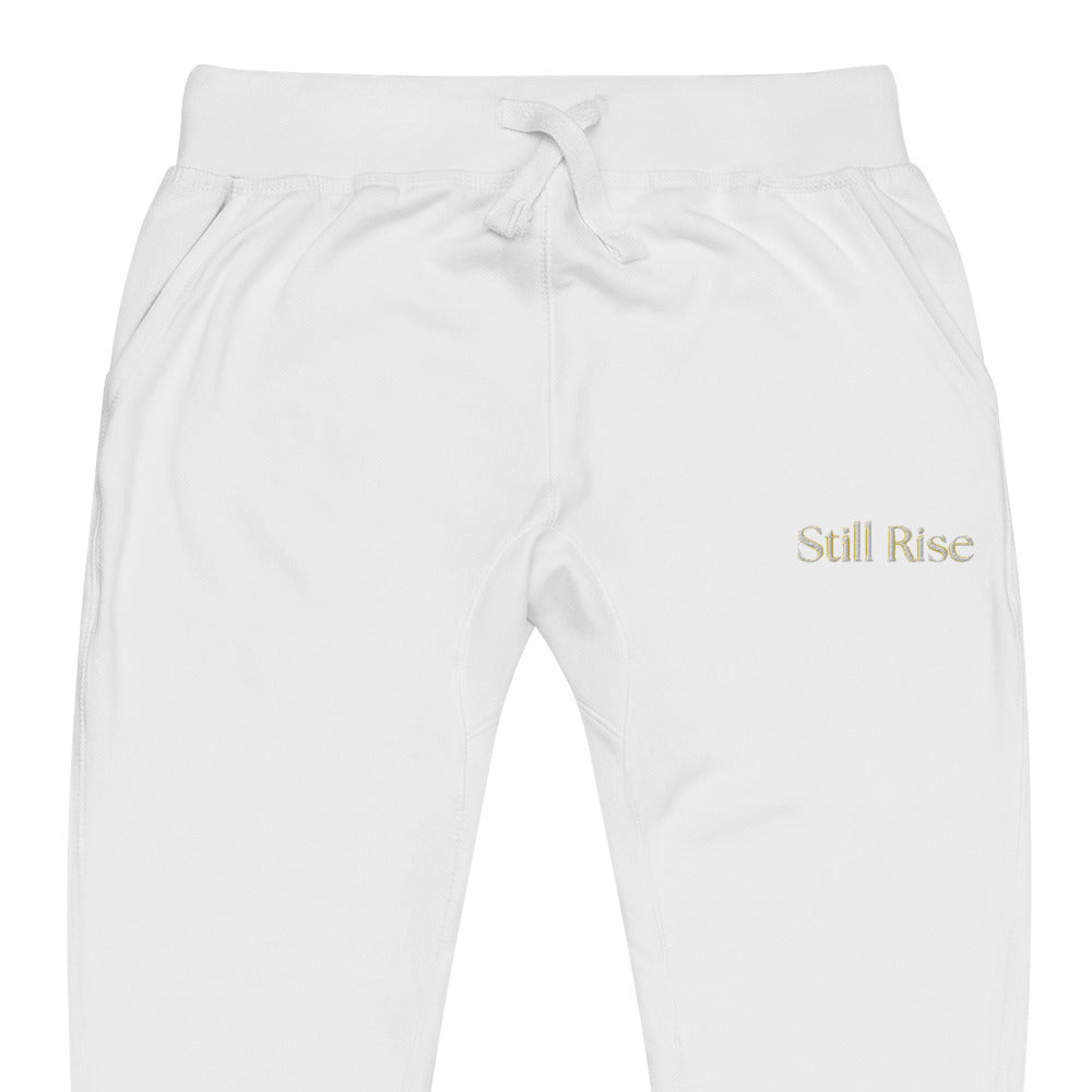 THSR Unisex Sweatpants - Black or White with Embroidered Bold Gold "Still Rise" Design