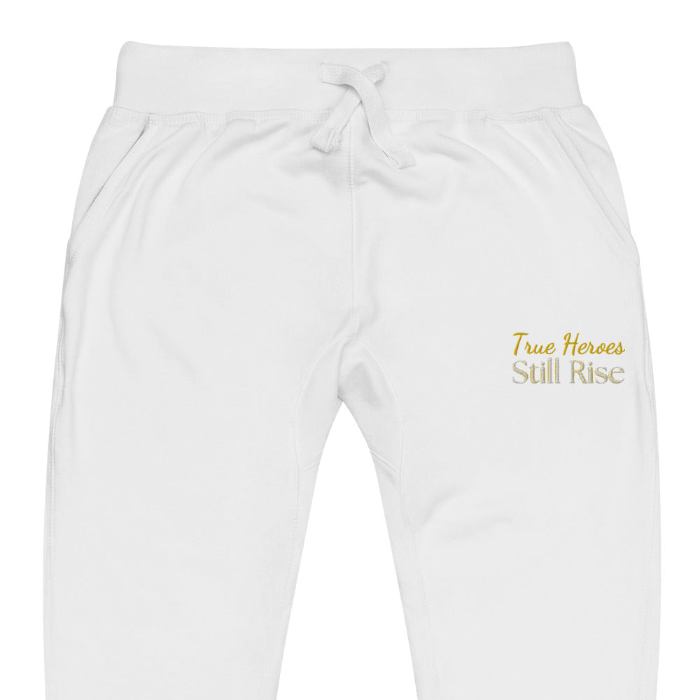 THSR Unisex Sweatpants - Black or White with Embroidered Bold Gold "True Heroes Still Rise" Design