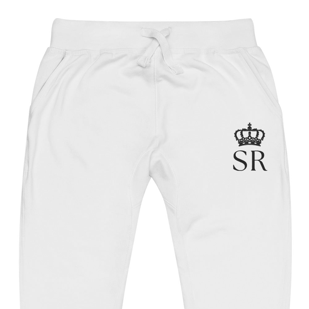 THSR Unisex White Sweatpants - Embroidered Black "SR" Design