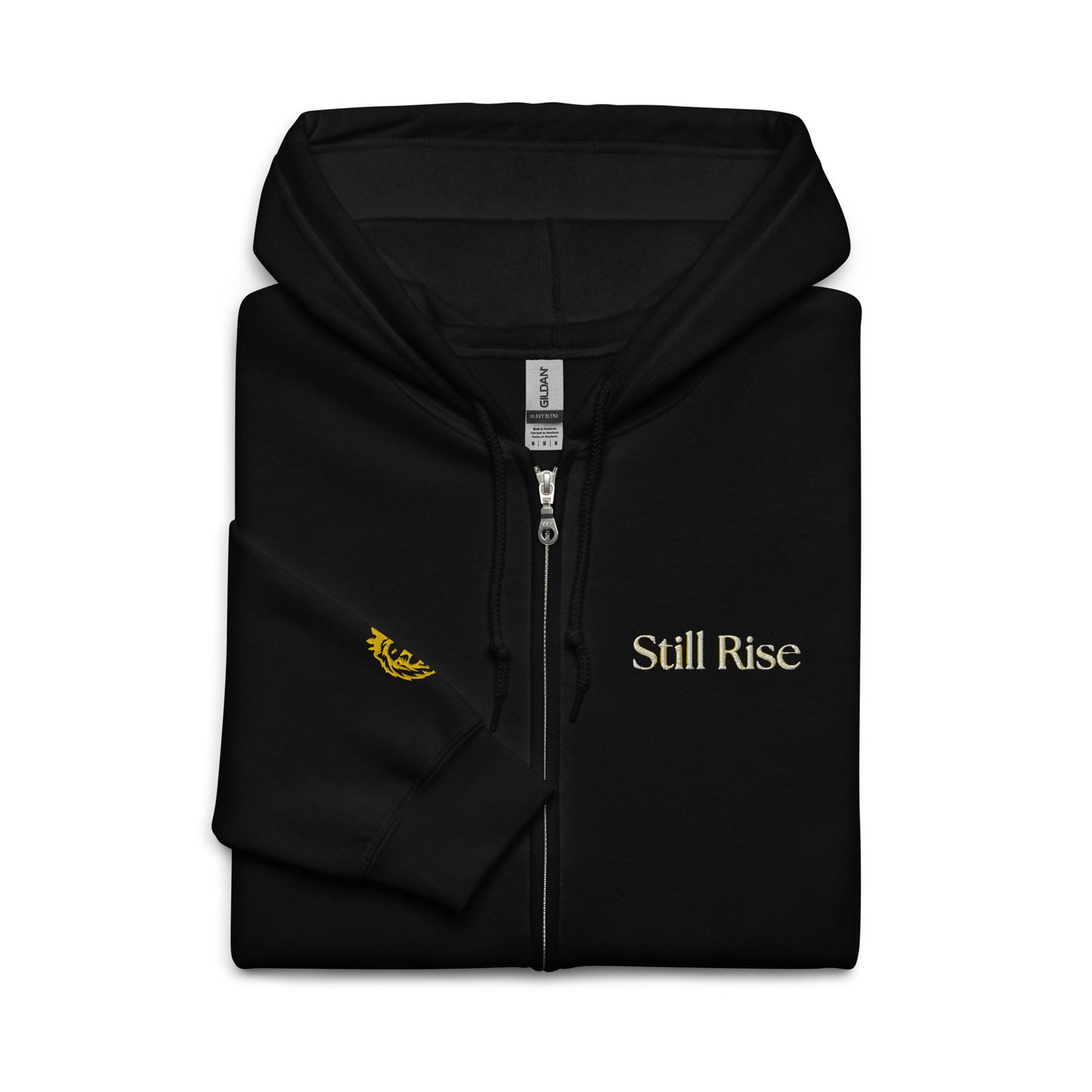 THSR Unisex Zip-up Hoodies - Black or White Zip-up Hoodie with Embroidered Gold "Still Rise" Design