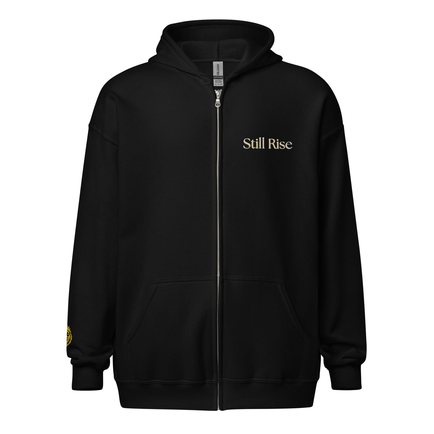 THSR Unisex Zip-up Hoodies - Black or White Zip-up Hoodie with Embroidered Gold "Still Rise" Design