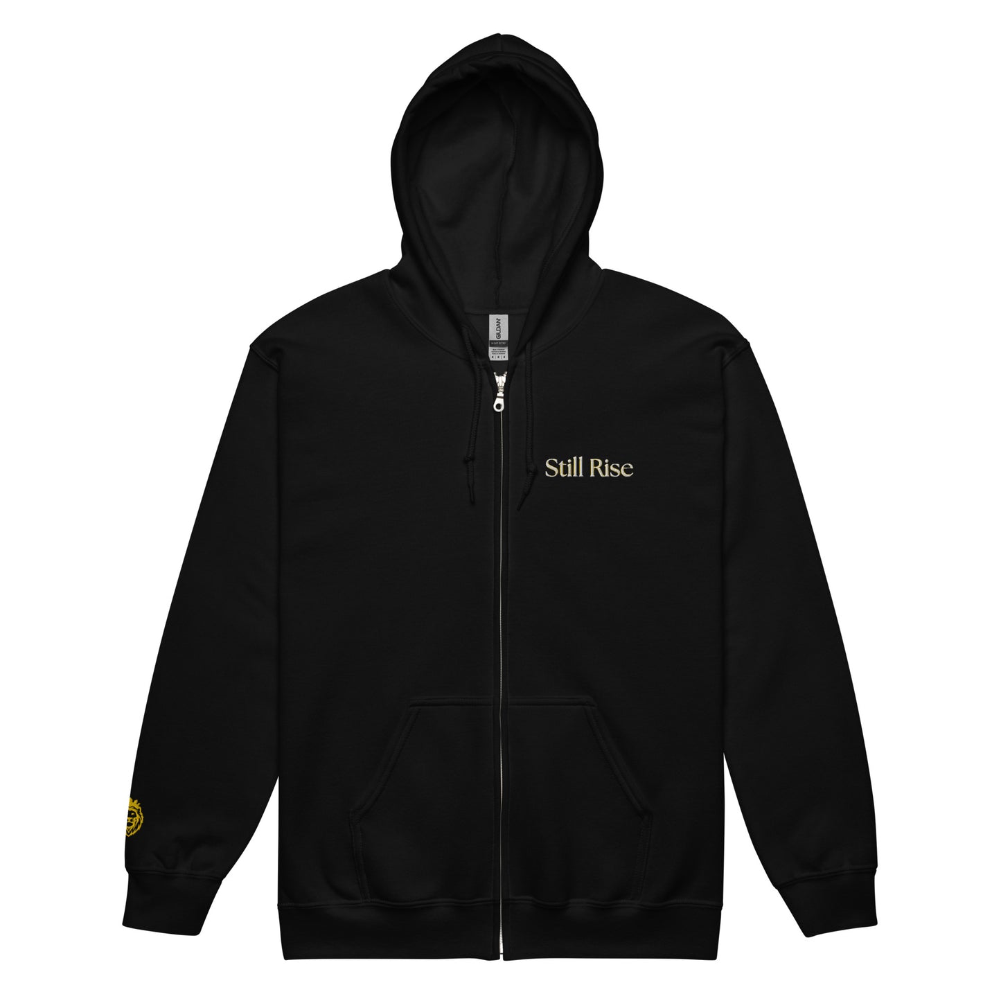 THSR Unisex Zip-up Hoodies - Black or White Zip-up Hoodie with Embroidered Gold "Still Rise" Design