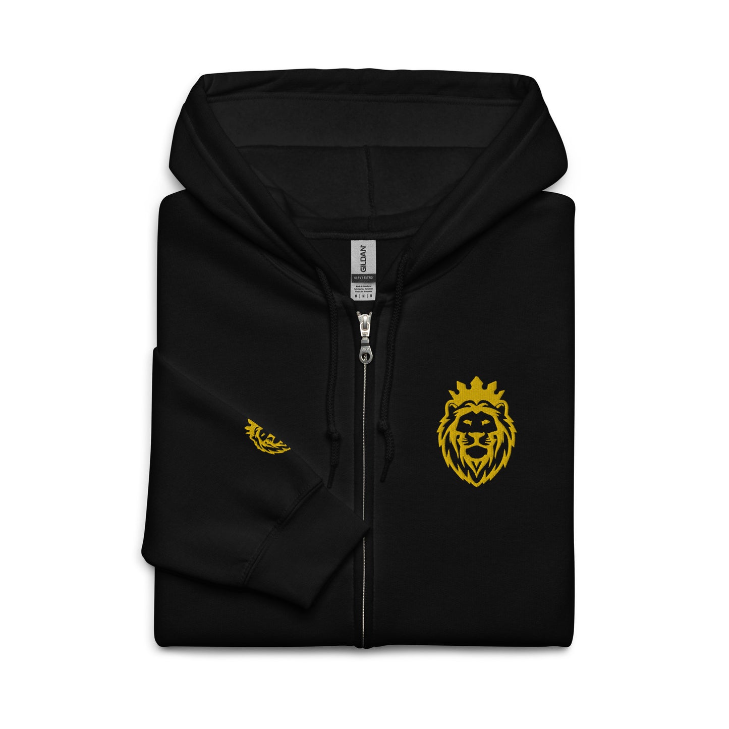 THSR Unisex Zip-up Hoodies - Black or White Zip-up Hoodie with Embroidered Gold THSR KING Lion Design