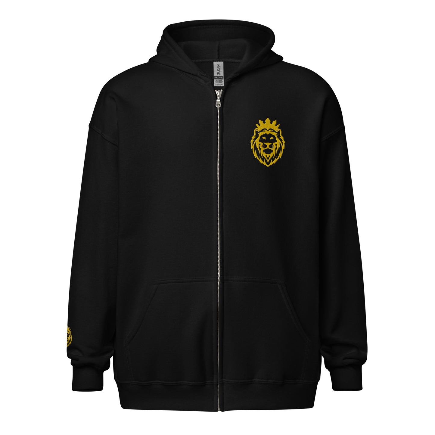 THSR Unisex Zip-up Hoodies - Black or White Zip-up Hoodie with Embroidered Gold THSR KING Lion Design