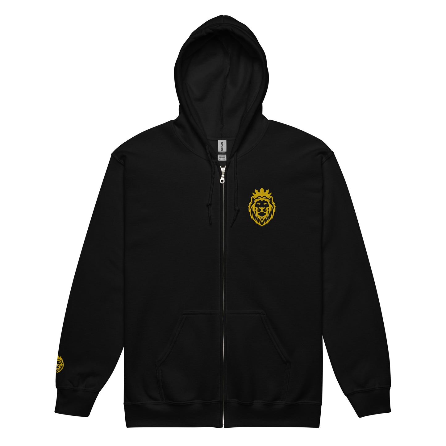 THSR Unisex Zip-up Hoodies - Black or White Zip-up Hoodie with Embroidered Gold THSR KING Lion Design