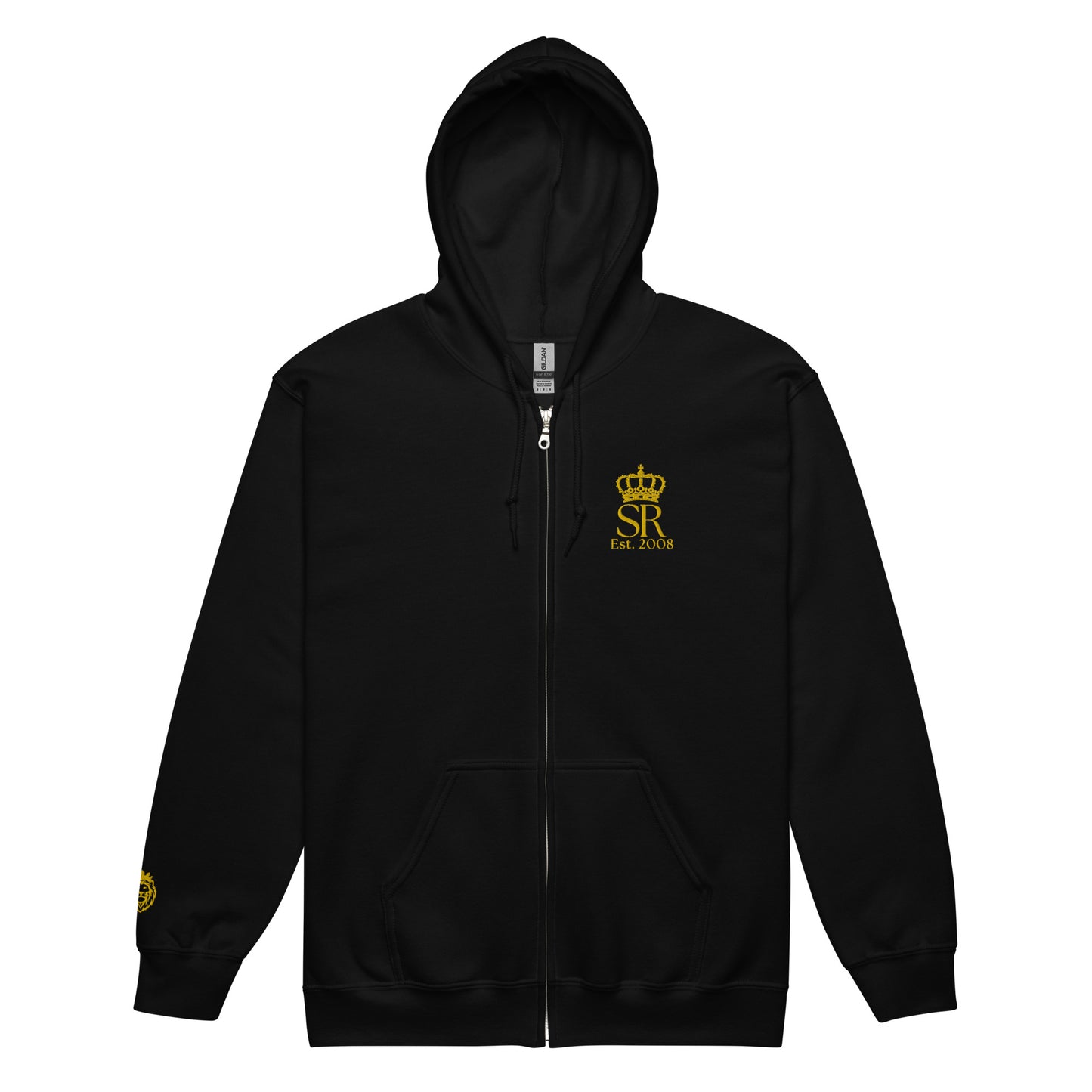 THSR Unisex Zip-up Hoodies - Black or White Zip-up Hoodie with Embroidered Gold "SR Est. 2008" Design