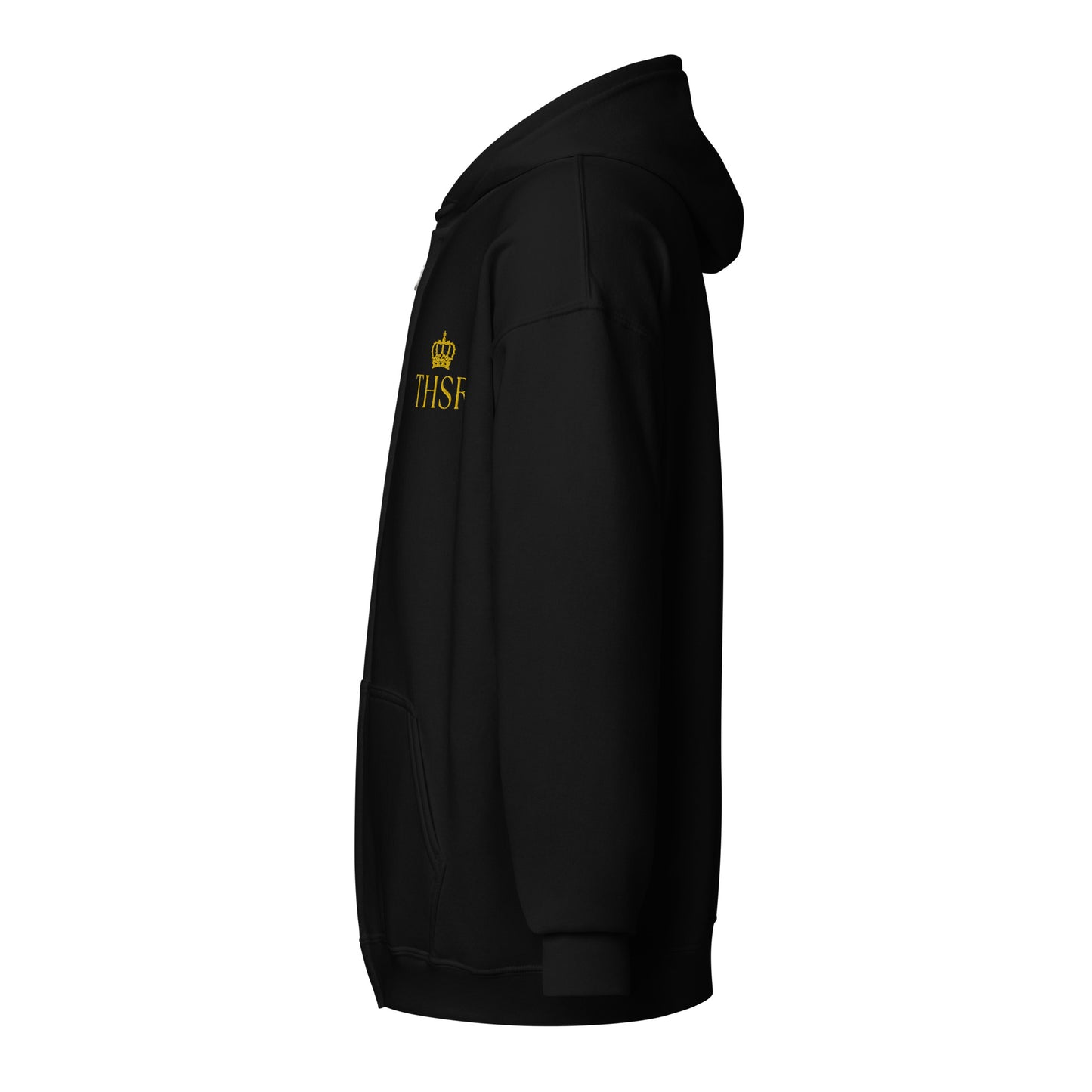 THSR Unisex Zip-up Hoodies - Black or White Zip-up Hoodie with Embroidered Gold "THSR" Design