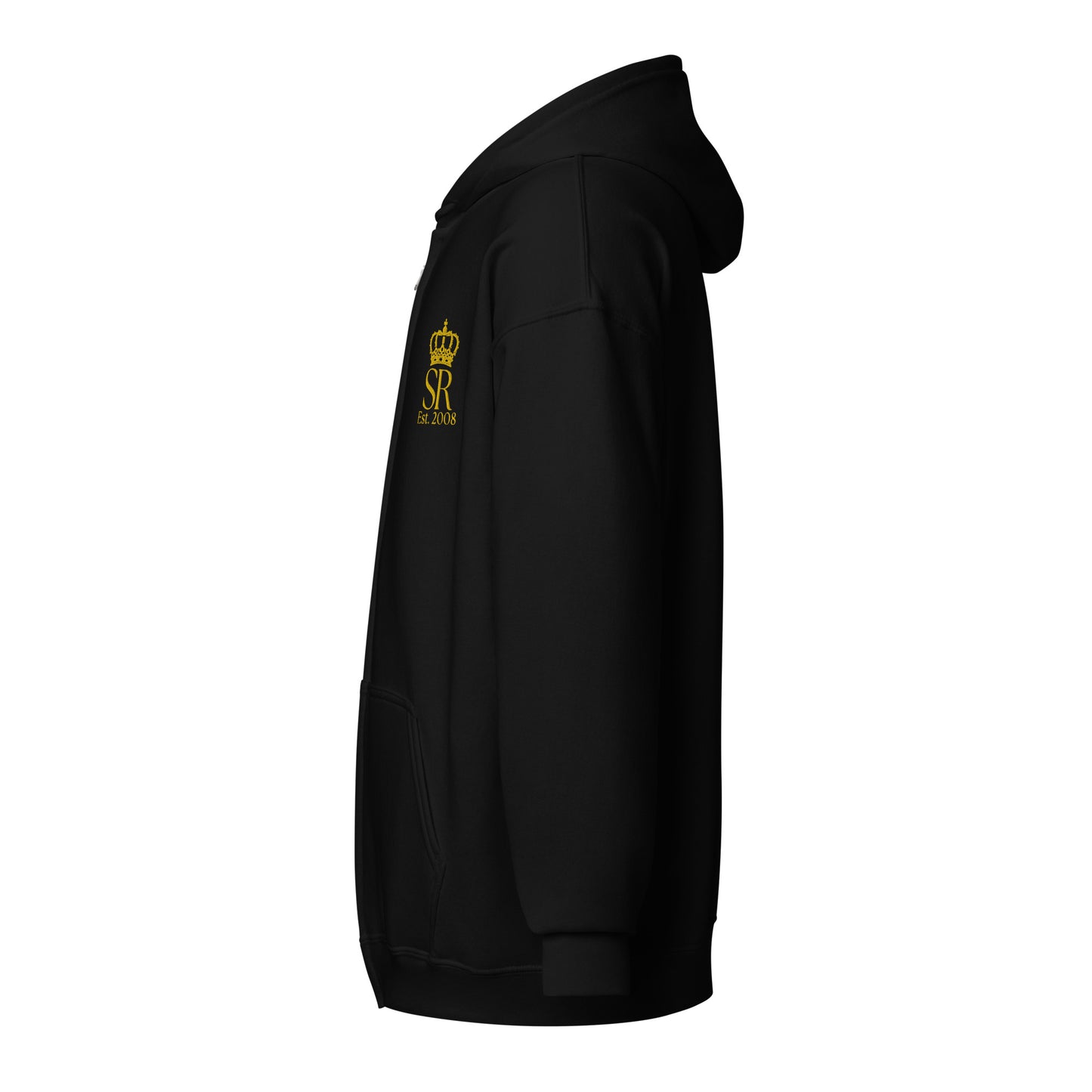 THSR Unisex Zip-up Hoodies - Black or White Zip-up Hoodie with Embroidered Gold "SR Est. 2008" Design