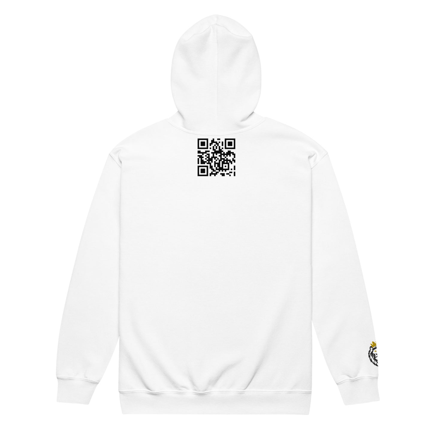 THSR Unisex White Zip-up Hoodies - Embroidered Bold Gold and Black "True Heroes Still Rise" Design