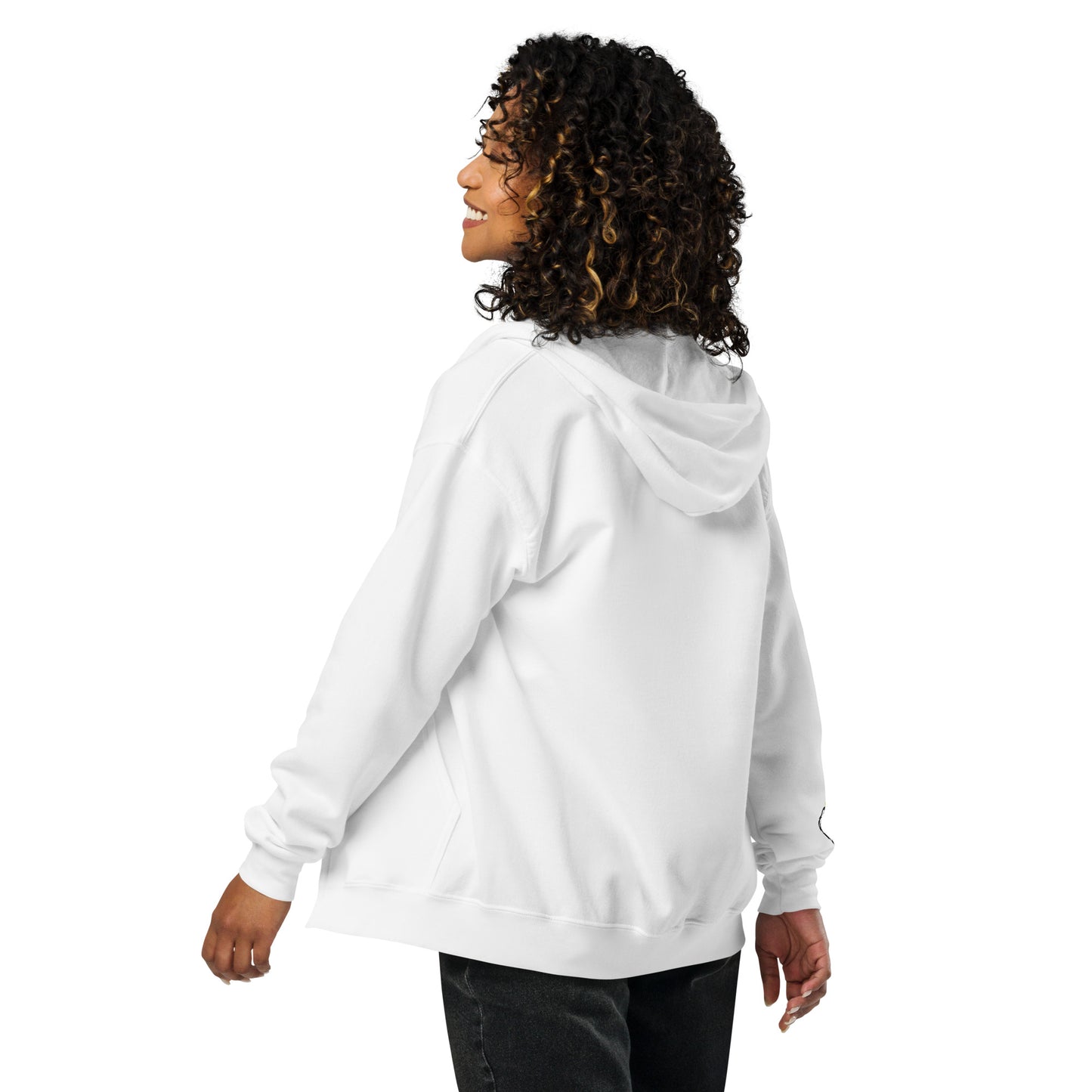 THSR Unisex White Zip-up Hoodies - Embroidered Bold Black "Still Rise" Design