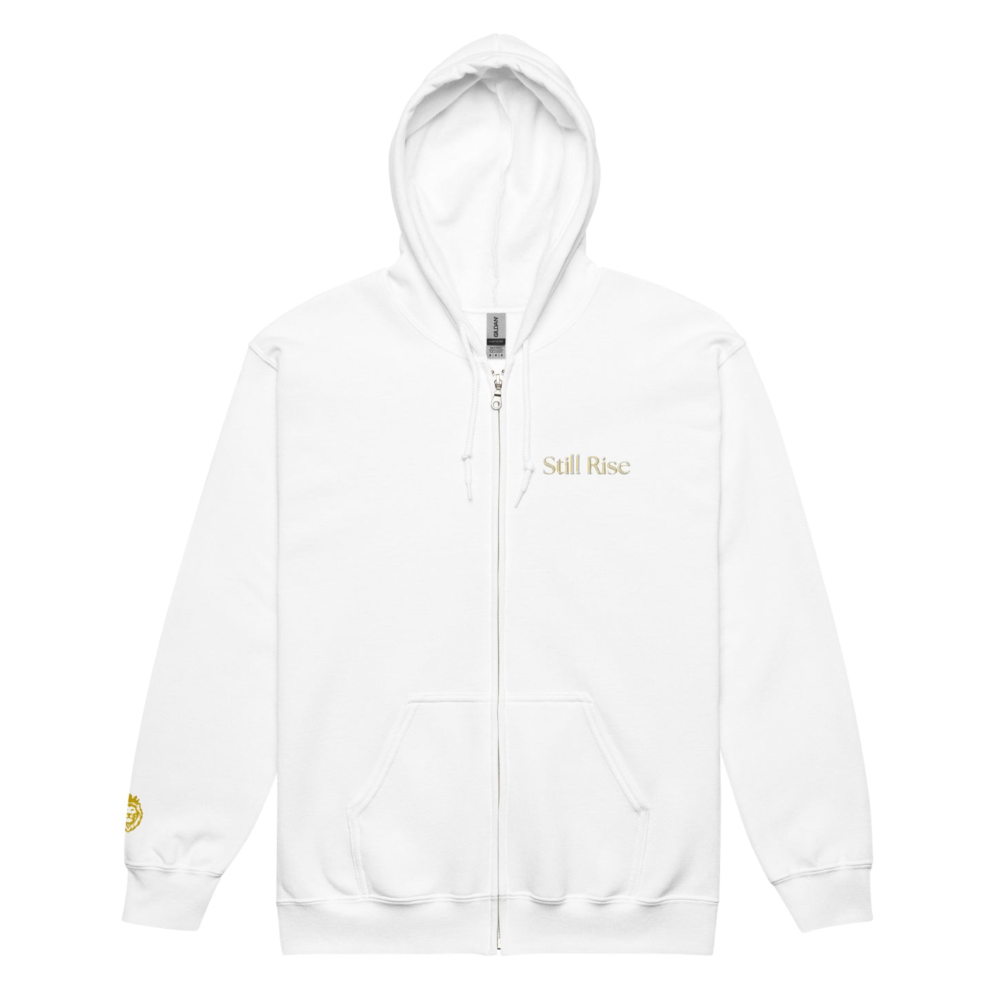 THSR Unisex Zip-up Hoodies - Black or White Zip-up Hoodie with Embroidered Gold "Still Rise" Design