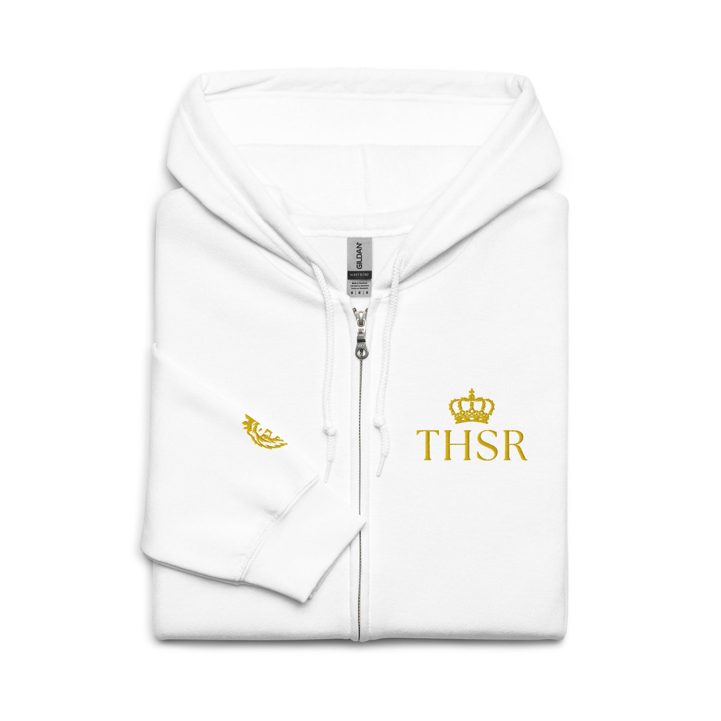 THSR Unisex Zip-up Hoodies - Black or White Zip-up Hoodie with Embroidered Gold "THSR" Design