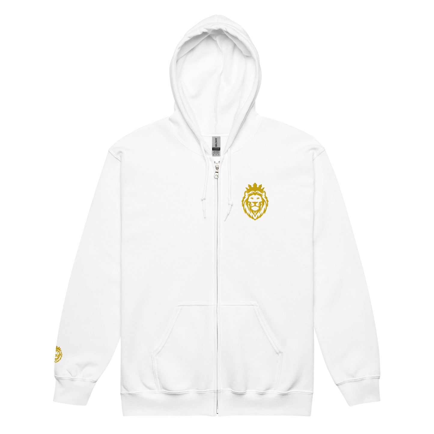 THSR Unisex Zip-up Hoodies - Black or White Zip-up Hoodie with Embroidered Gold THSR KING Lion Design