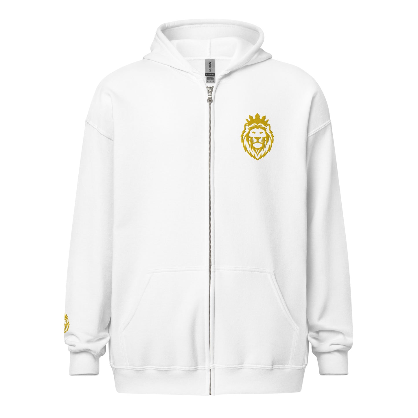 THSR Unisex Zip-up Hoodies - Black or White Zip-up Hoodie with Embroidered Gold THSR KING Lion Design