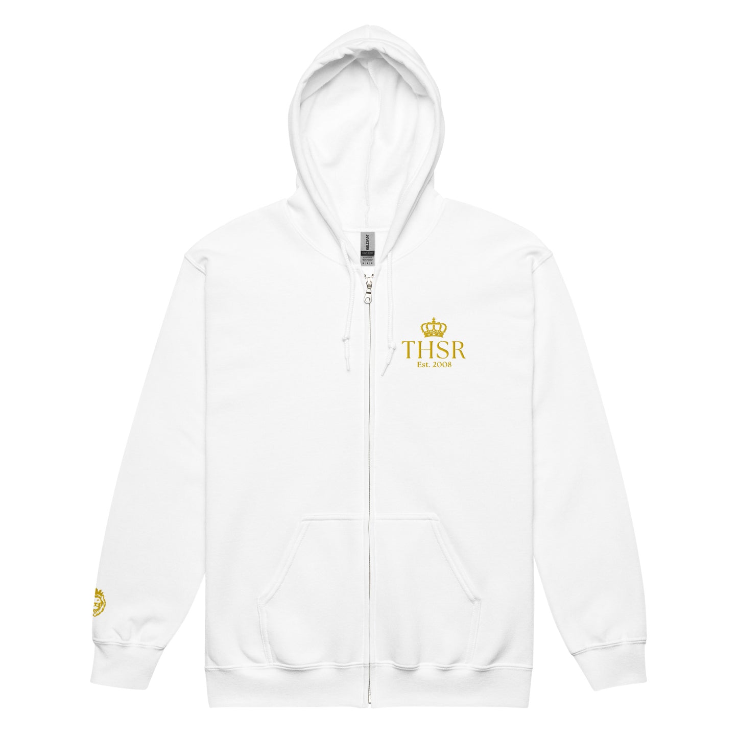 THSR Unisex Zip-up Hoodies - Black or White Zip-up Hoodie with Embroidered Gold "THSR Est. 2008" Design