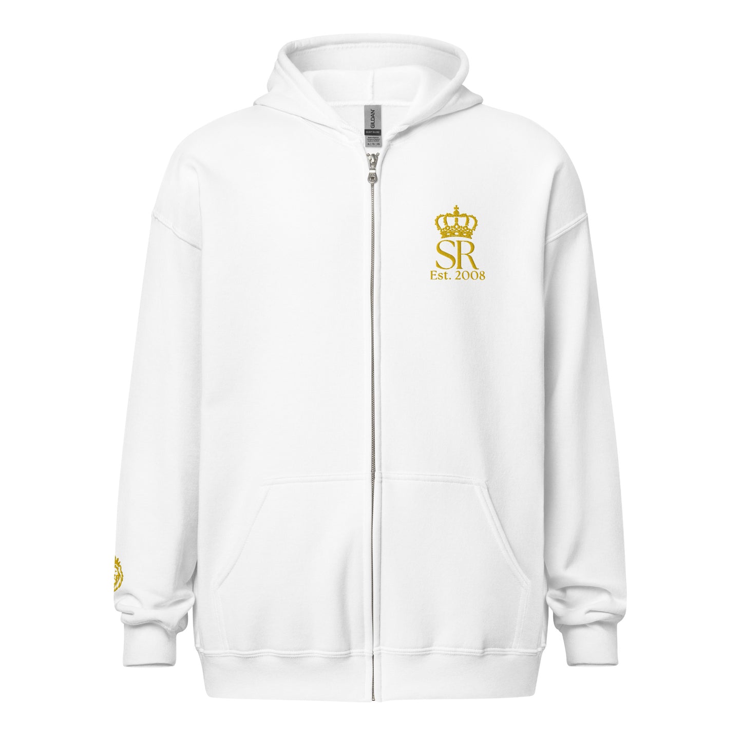 THSR Unisex Zip-up Hoodies - Black or White Zip-up Hoodie with Embroidered Gold "SR Est. 2008" Design