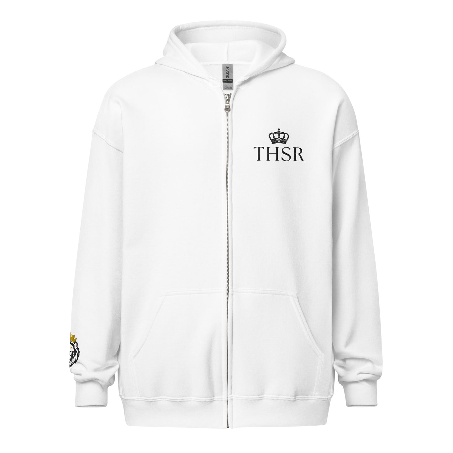 THSR Unisex White Zip-up Hoodies - Embroidered Black "THSR" Design