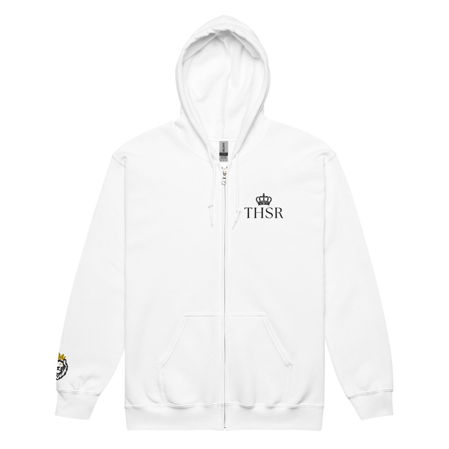 THSR Unisex White Zip-up Hoodies - Embroidered Black "THSR" Design