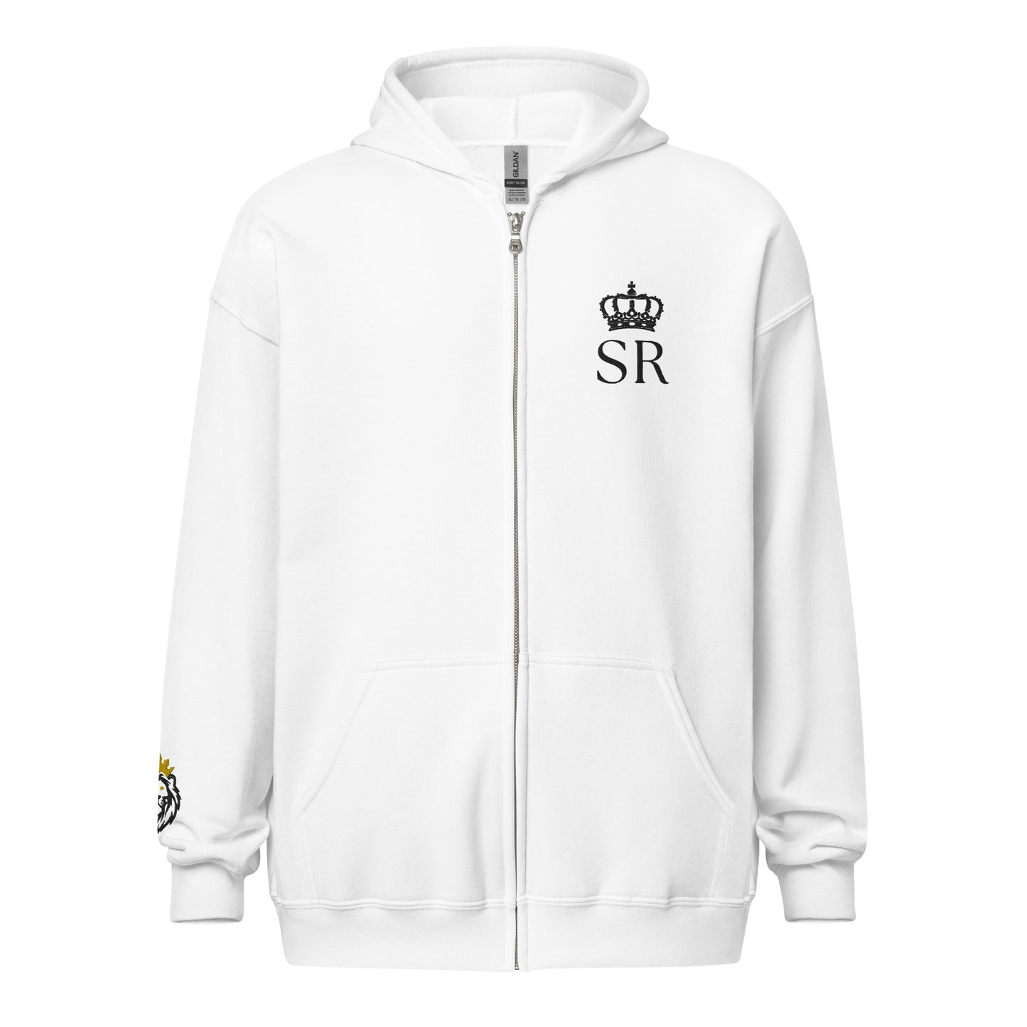 THSR Unisex White Zip-up Hoodies - Embroidered Black "SR" Design