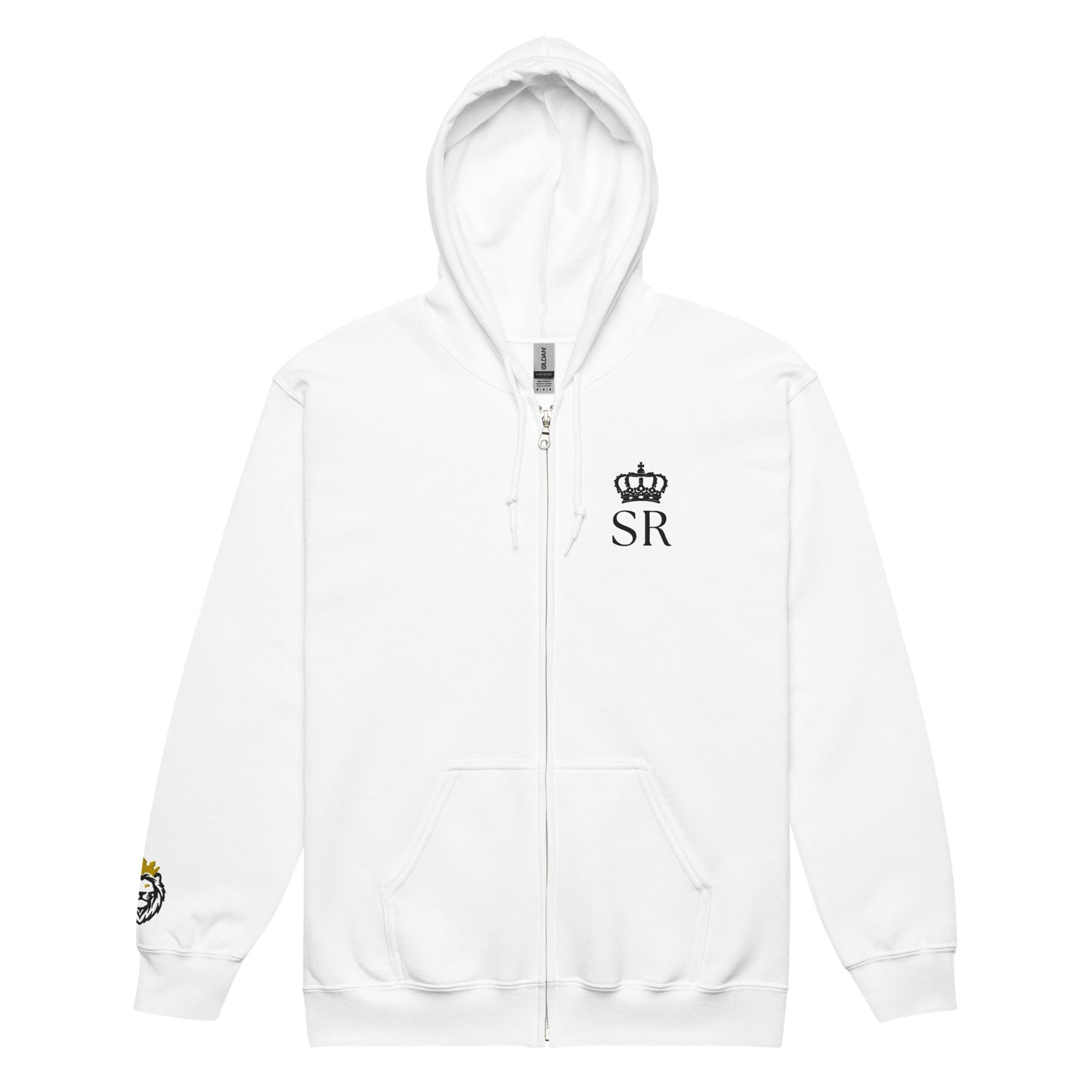 THSR Unisex White Zip-up Hoodies - Embroidered Black "SR" Design