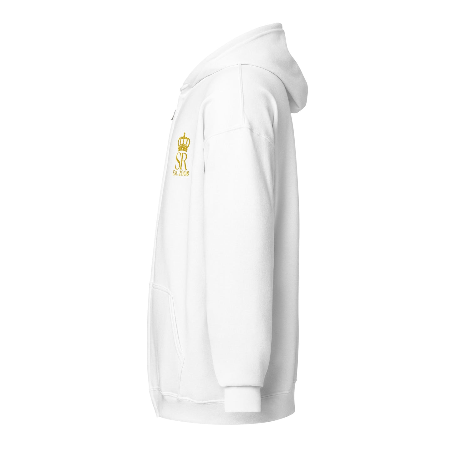 THSR Unisex Zip-up Hoodies - Black or White Zip-up Hoodie with Embroidered Gold "SR Est. 2008" Design