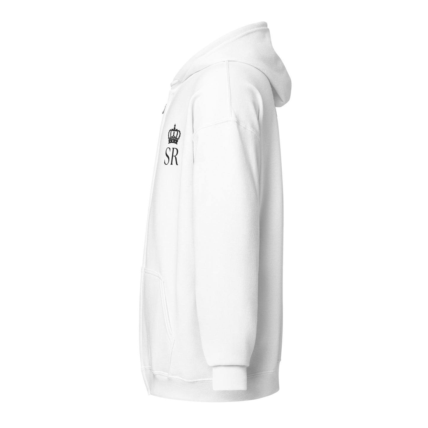 THSR Unisex White Zip-up Hoodies - Embroidered Black "SR" Design