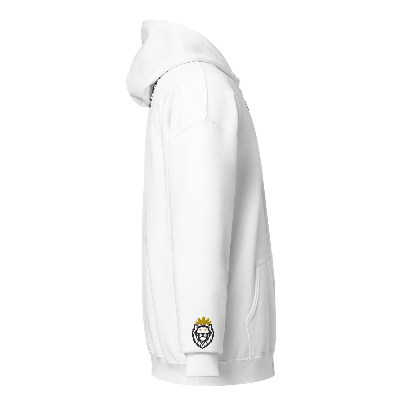 THSR Unisex White Zip-up Hoodies - Embroidered Bold Gold and Black "True Heroes Still Rise" Design