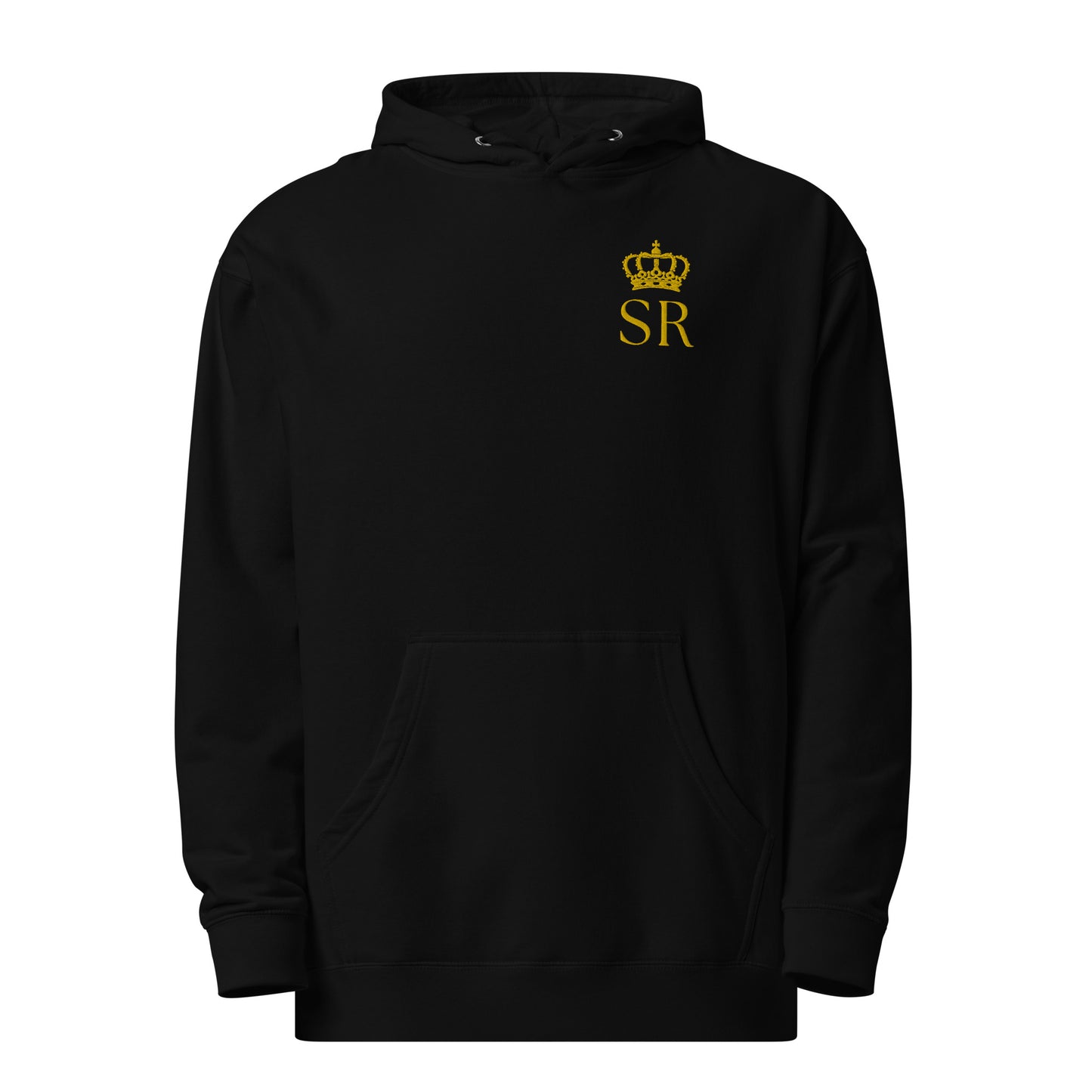 THSR Adult Pullover Hoodie with Left-Chest Logo – Black or White Pullover Hoodies Featuring Gold "SR" under a crown Design for Adults