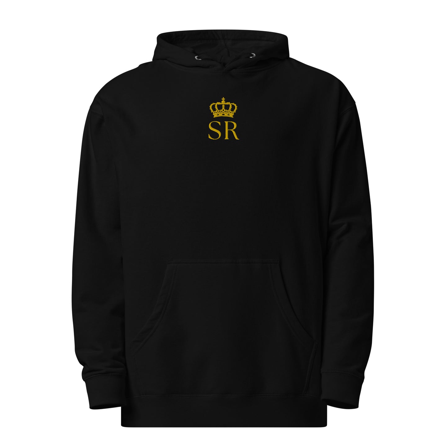 THSR Adult Pullover Hoodie with Center-Chest Logo – Black or White Pullover Hoodies Featuring Gold "SR" under a crown Design for Adults